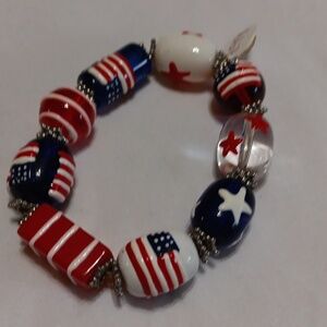 4th Of July glass beads stretch Bracelet